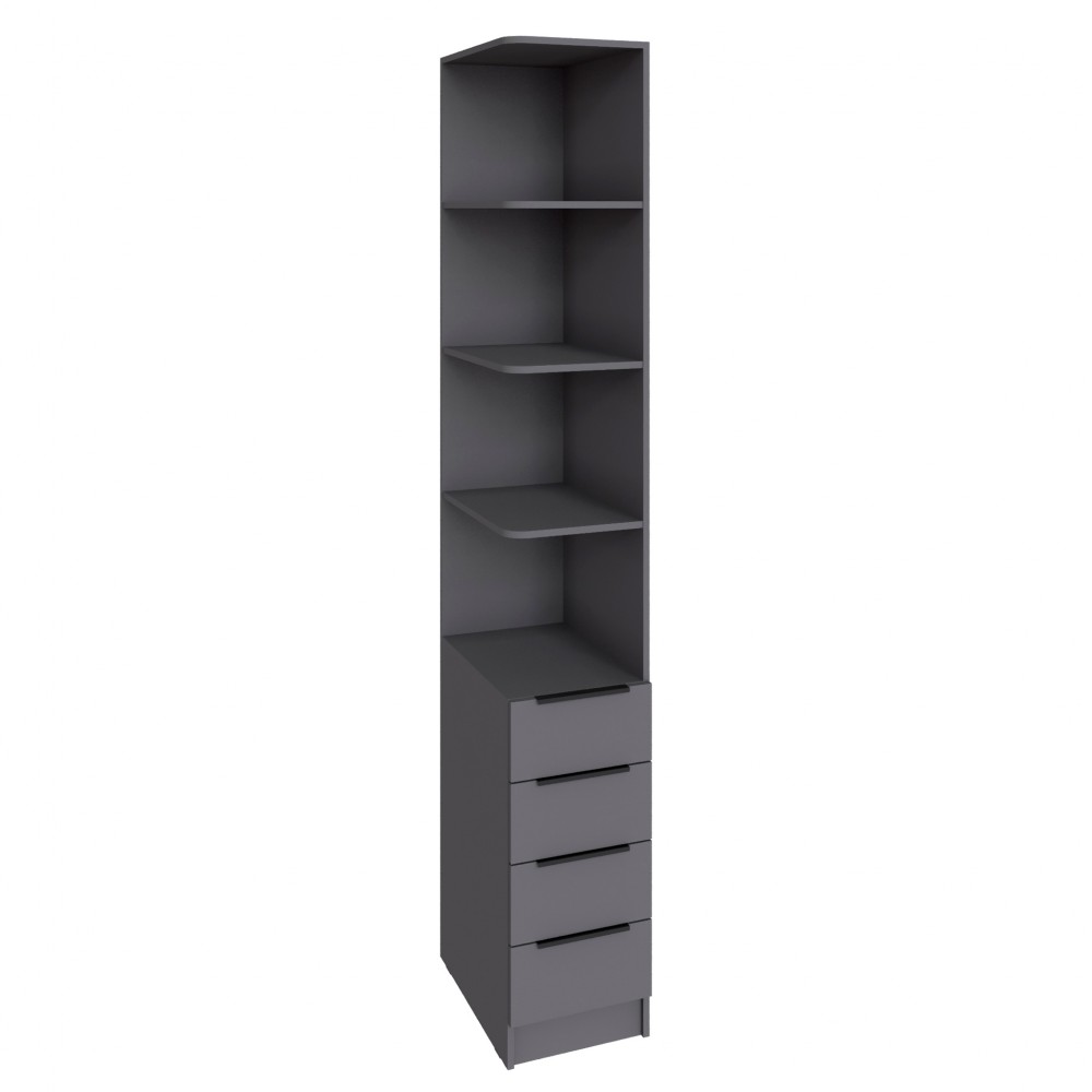 Угловое завершение Мадрид (0,35) с 4 ящ. левое графит серый