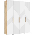 Шкаф четырехстворчатый Ирис, Браш Вайт, Дуб Крафт