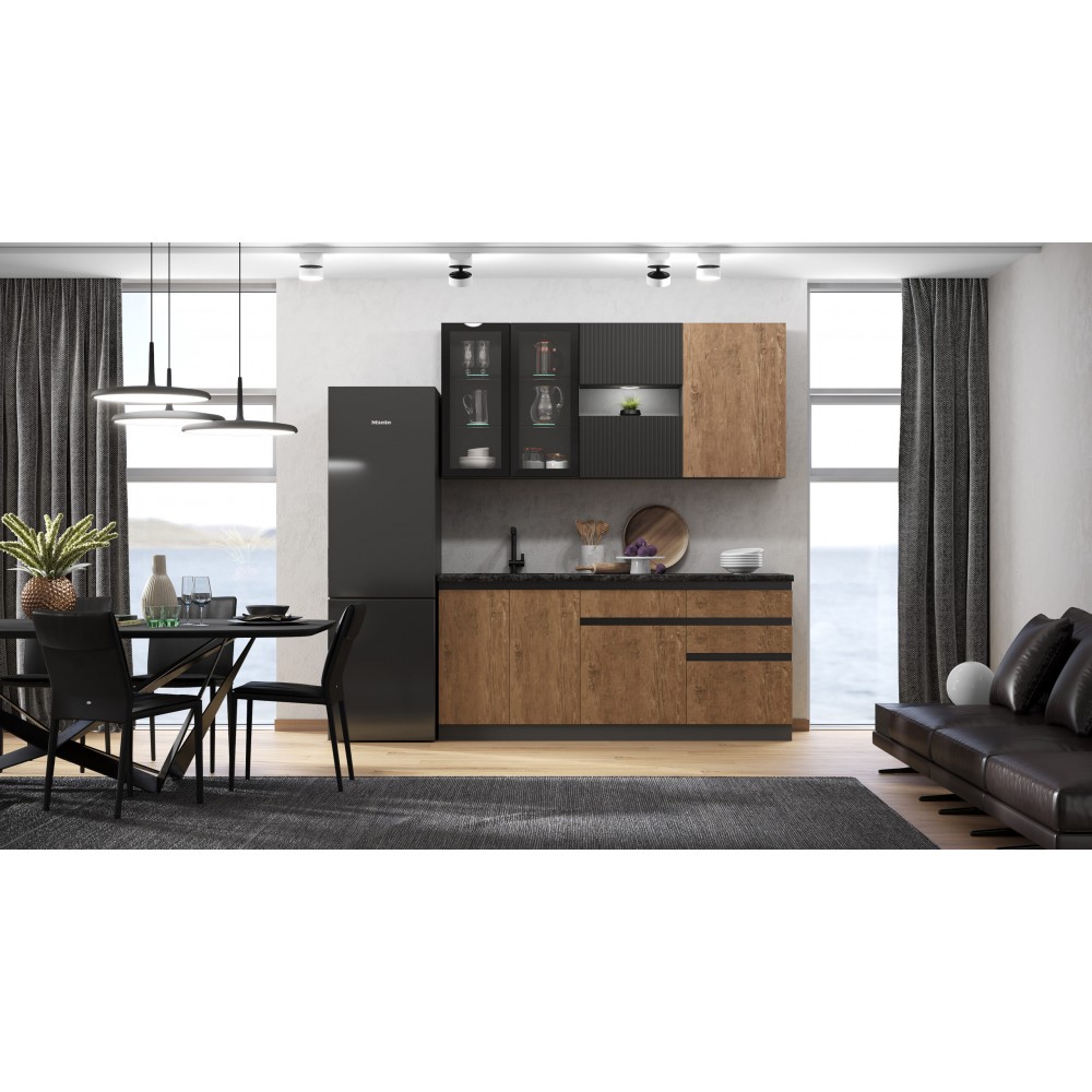 Кухня Техно-6 2,0м (Графит/Экзотическое дерево Амазония/Графит софт NEW)