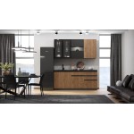 Кухня Техно-6 2,0м (Графит/Экзотическое дерево Амазония/Графит софт NEW)