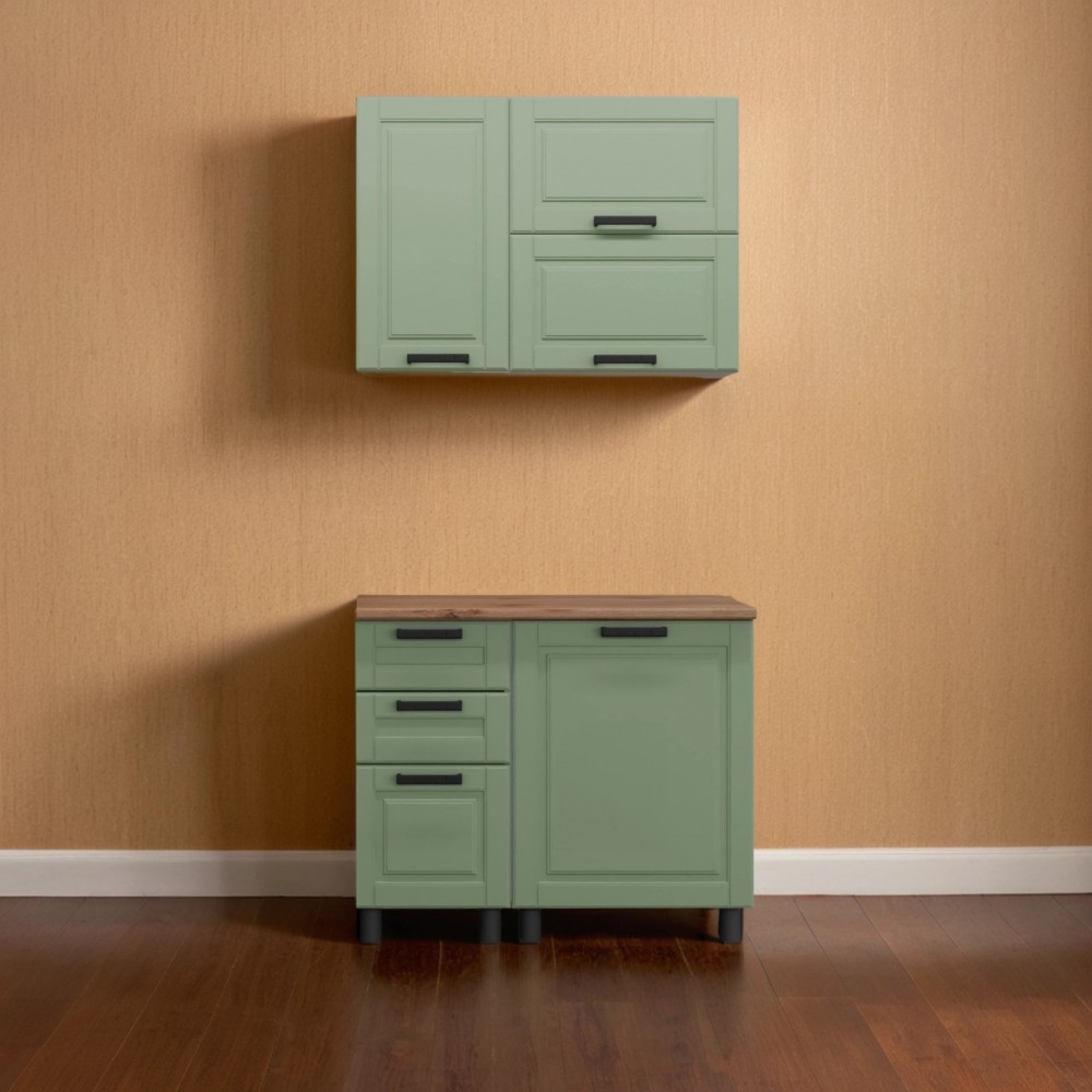 МК Аленушка 1 м с 3 ящ. Астра Фисташка,скоба черный,сонома