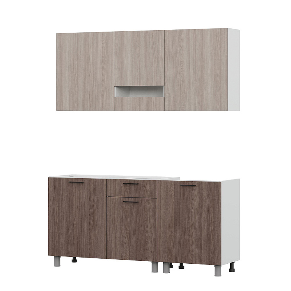 Готовая кухня Розалия (без столешницы), Ясень Шимо светлый, Ясень Шимо темный