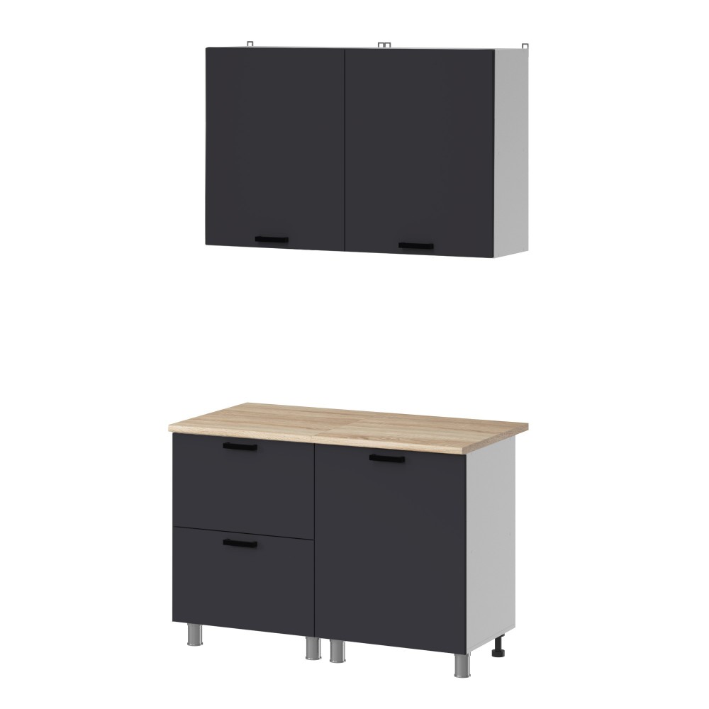 МК Аленушка 1,2м с ящ. Лаванда Сталь,скоба черный,сонома