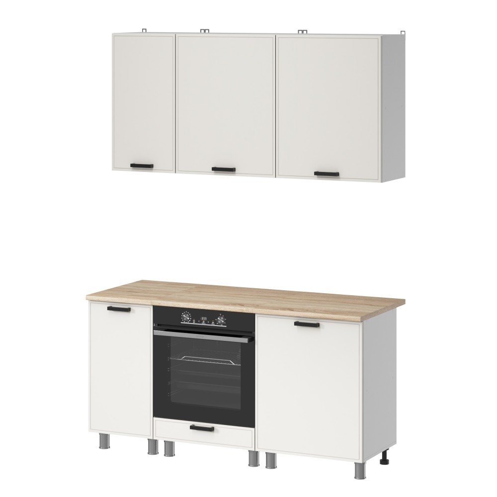 МК Аленушка 1,6м в.6 Магнолия Молочный,скоба черный,сонома