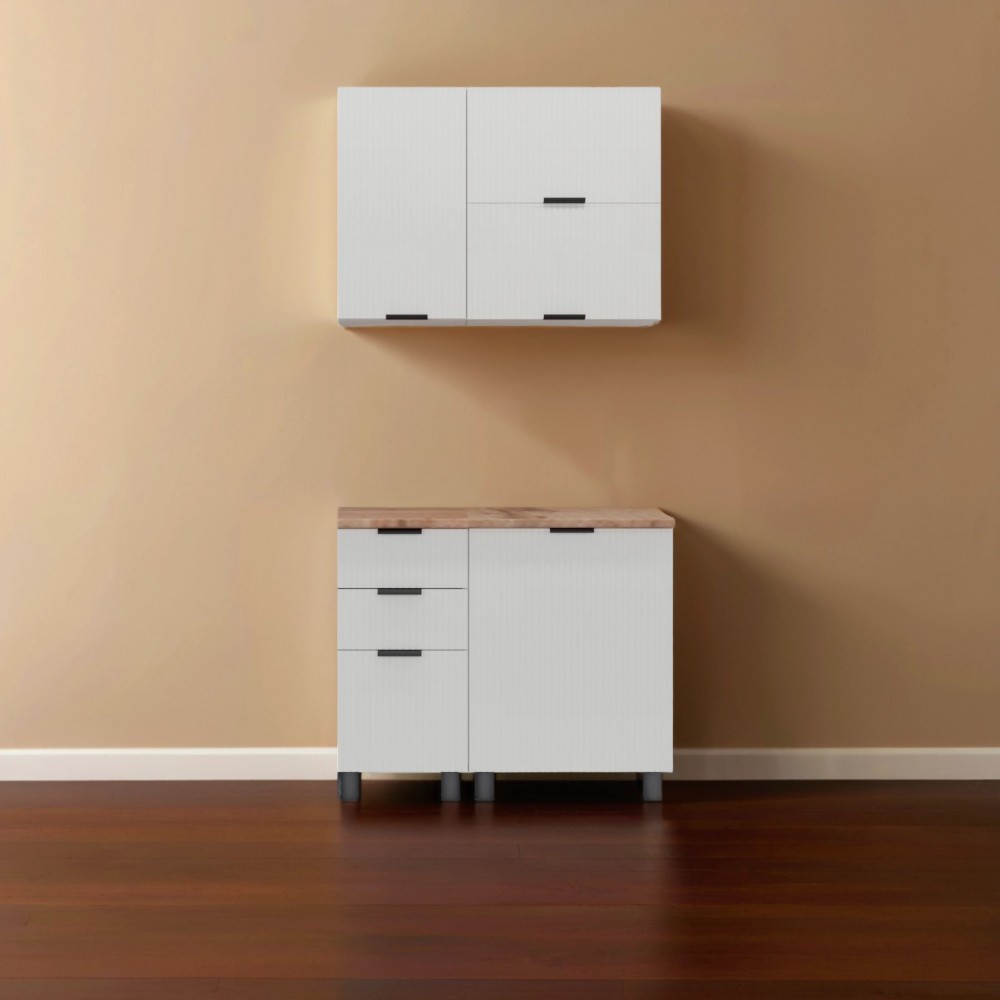 МК Аленушка 1м с 3 ящ Лотос Молочный,скоба антрацит,сонома