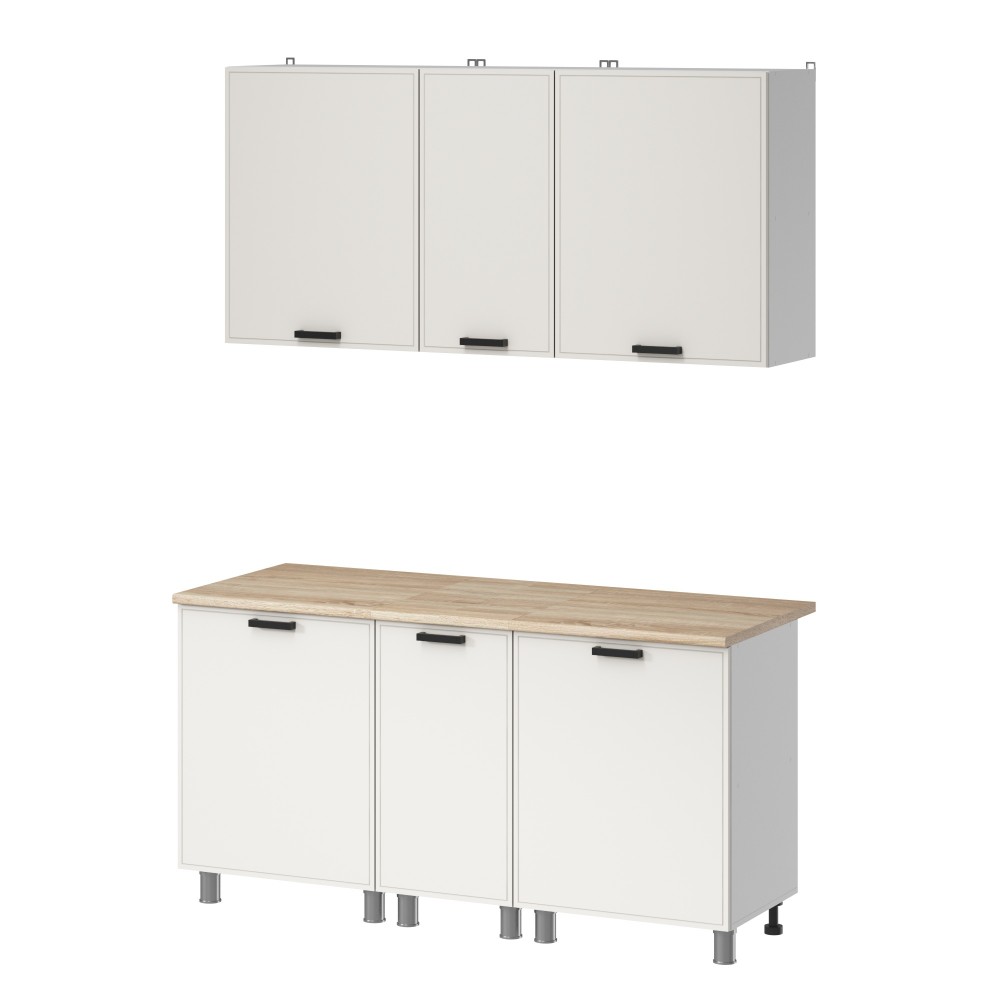 МК Аленушка 1,6м в.3 Магнолия Молочный,скоба черный,сонома