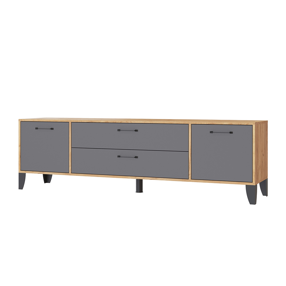 Тумба под телевизор Парус-13, Дуб крафт золотой, Графит серый