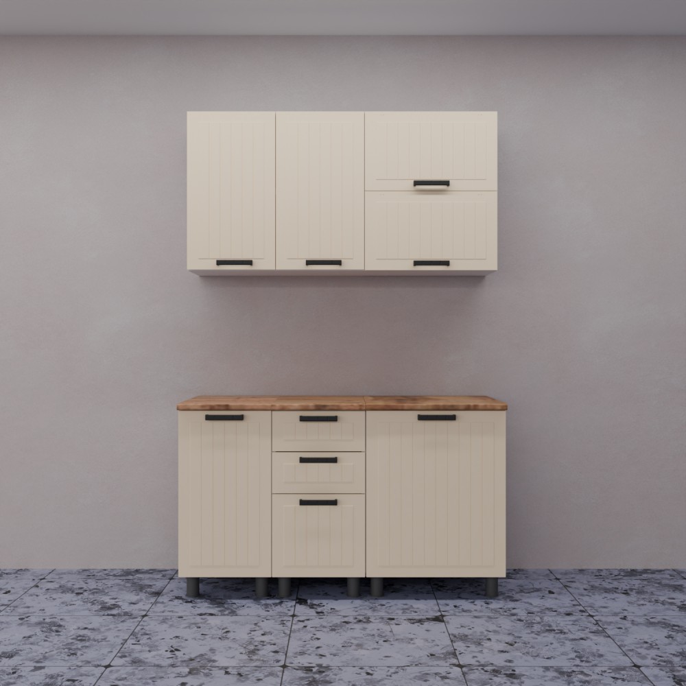 МК Аленушка 1,4м с ящ. Орхидея Крем,скоба черный,сонома