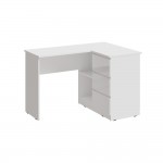 Стол письменный угловой Челси, Белый глянец холодный, Белый
