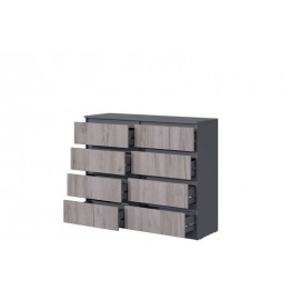 Комод Соната 8 ящиков №3 1200 Графит/Крафт серый