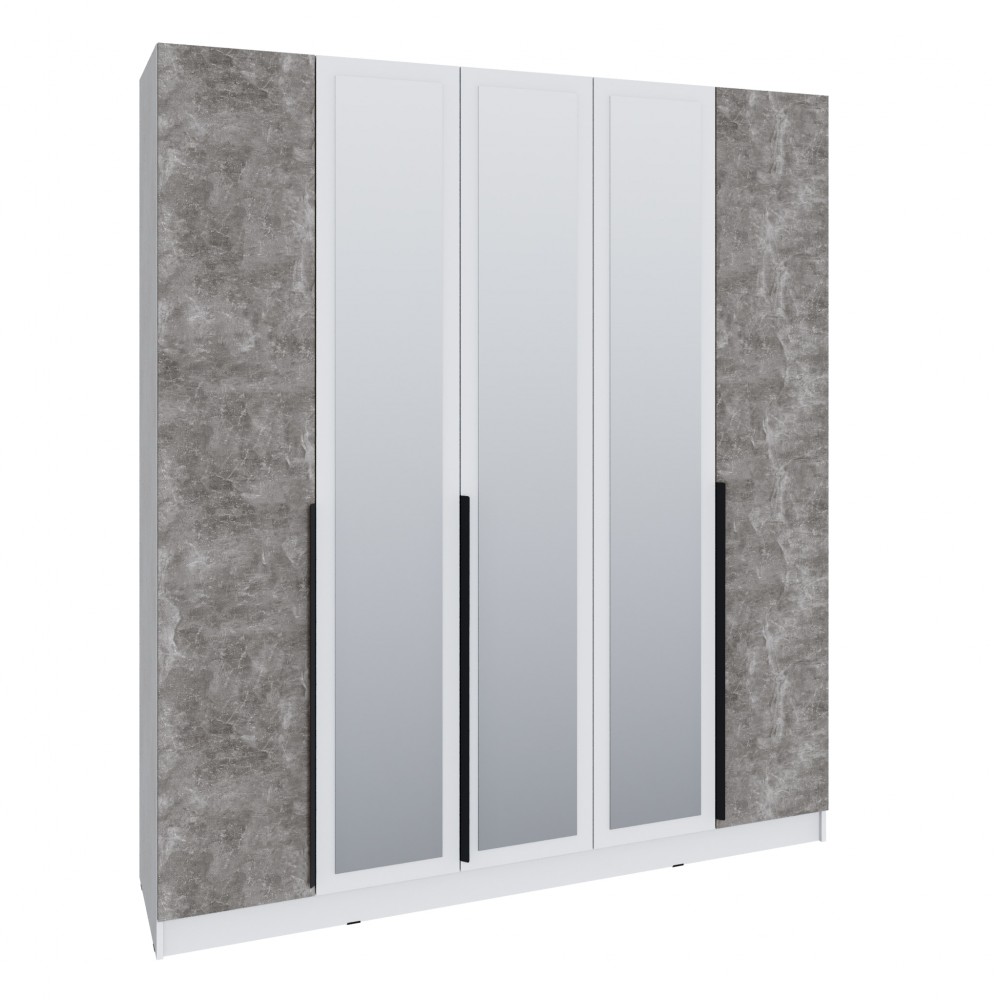 Шкаф Мадрид (2,0) с 3 ящ. внутри с зеркалом белый/ателье светлое