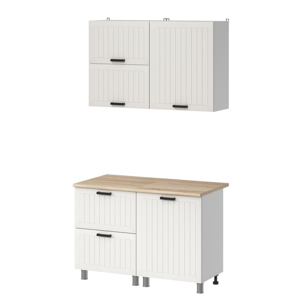 МК Аленушка 1,2м с ящ.в 2 Орхидея Молочный,скоба черный,сонома