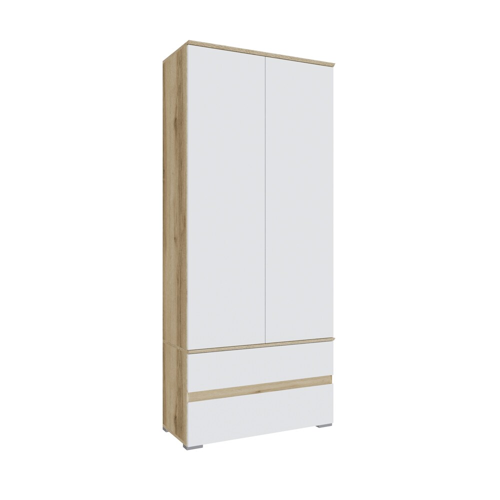 Шкаф для одежды и белья Плейона, Дуб Делано, Белый