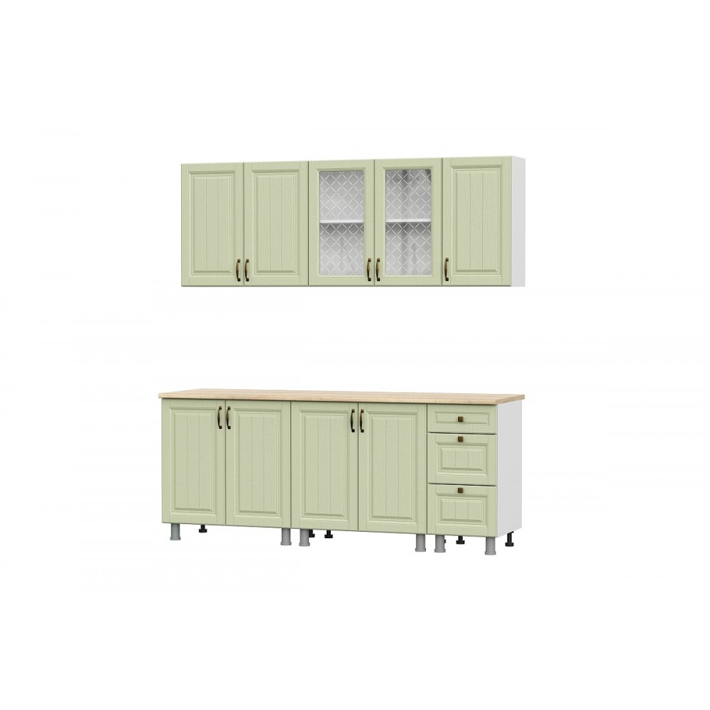 Готовая кухня Прованс (без столешницы), Белый, Фисташковый