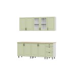 Готовая кухня Прованс (без столешницы), Белый, Фисташковый