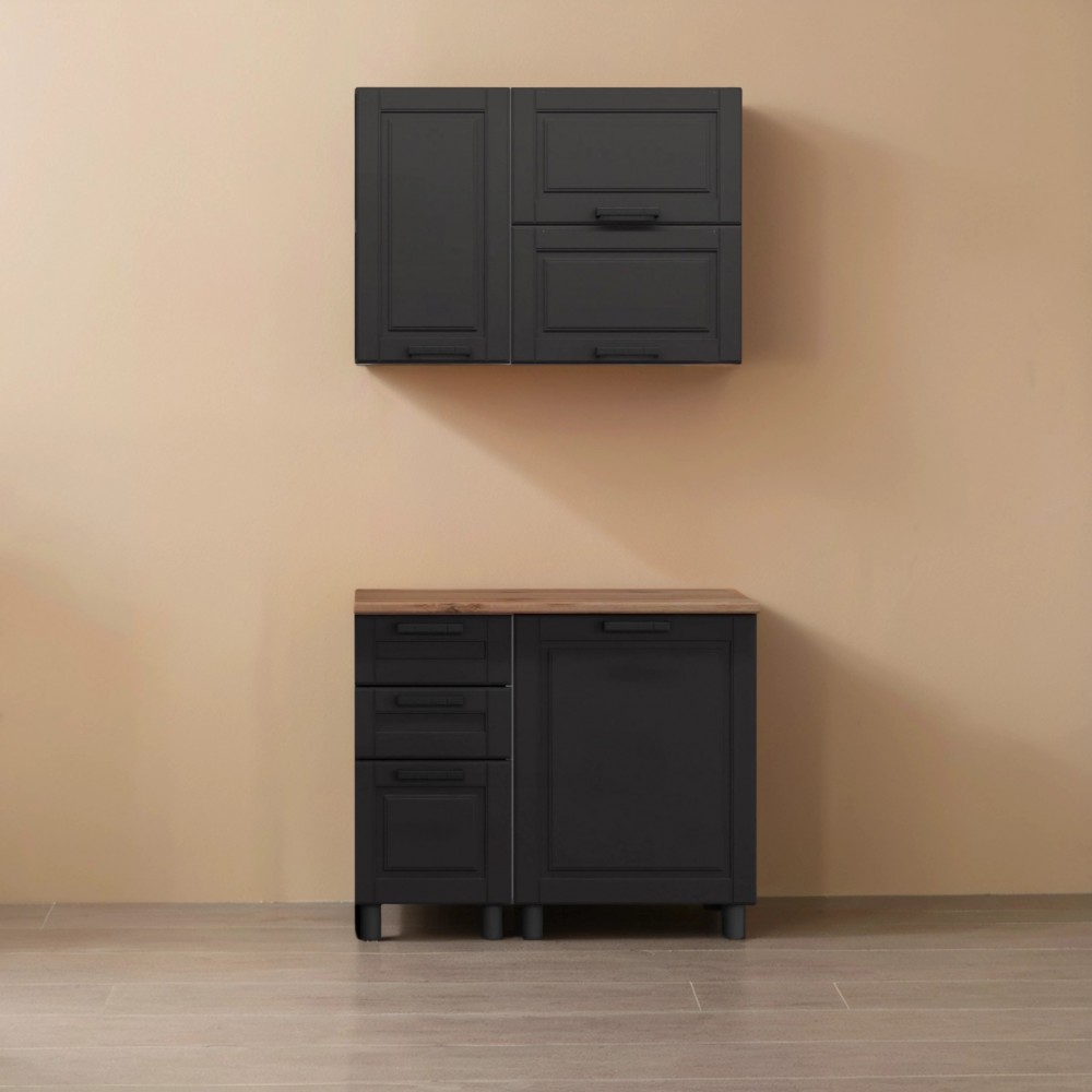 МК Аленушка 1 м с 3 ящ. Астра Сталь,скоба черный,сонома