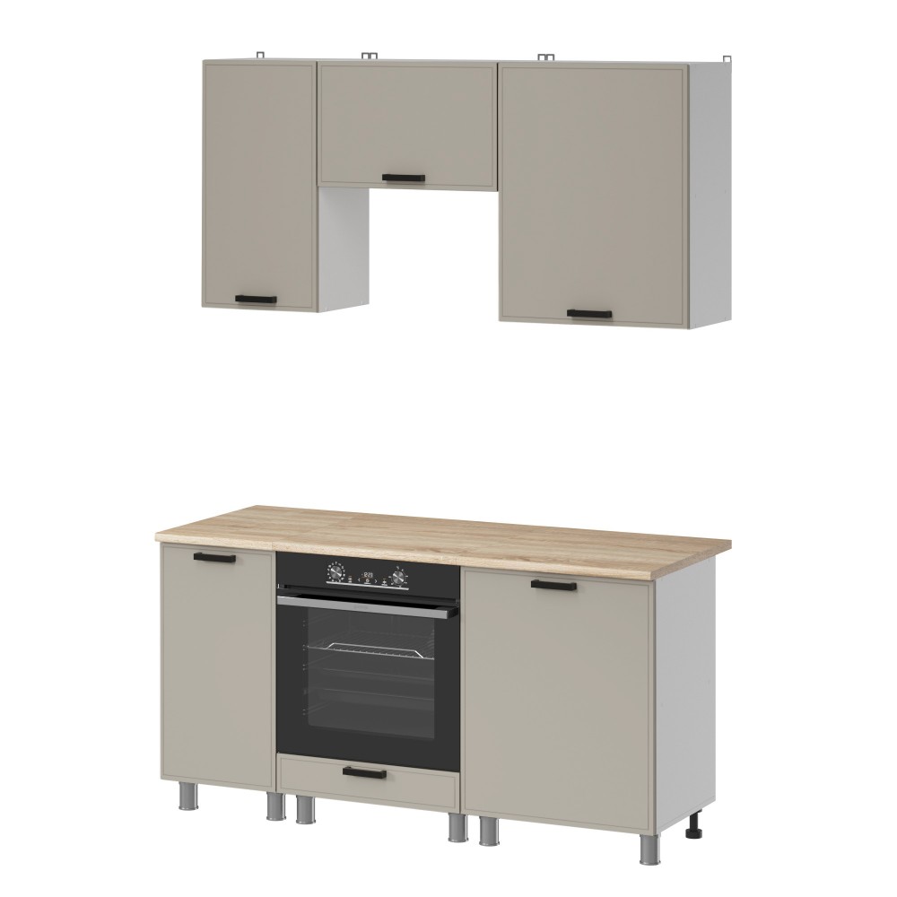 МК Аленушка 1,6м в.5 Магнолия Керамика,скоба черный,сонома