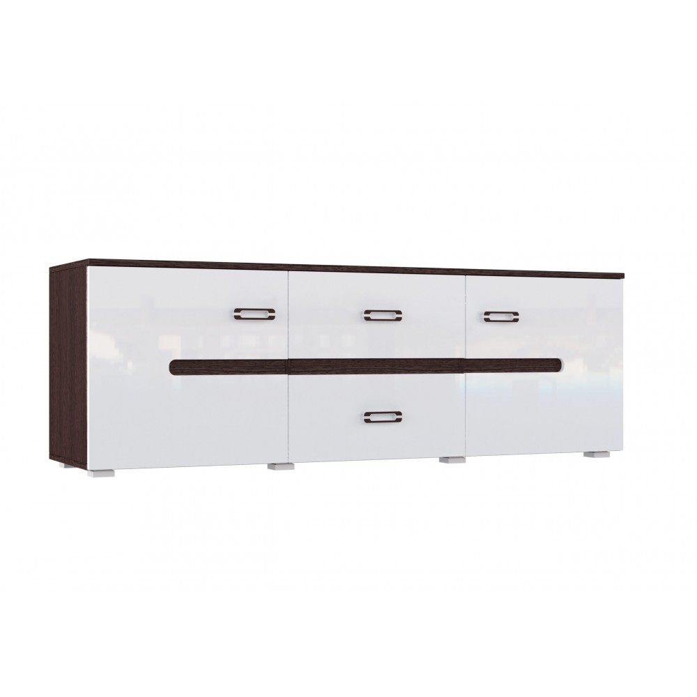 Тумба для ТВ Ким, Белый глянец холодный, Венге