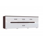 Тумба для ТВ Ким, Белый глянец холодный, Венге