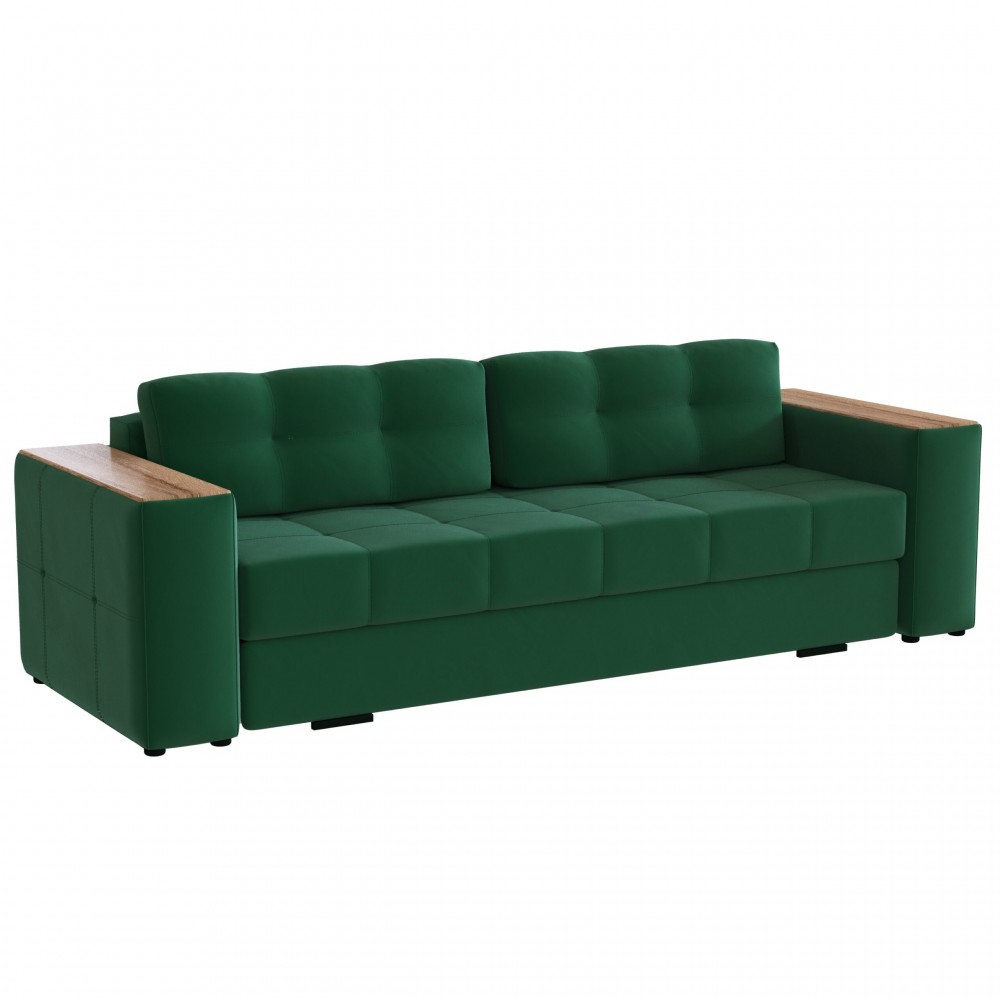 Диван раскладной Нави, изумруд/мдф дуб канадский