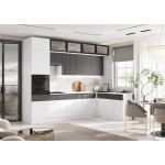 Кухня Оливия NEW 3,0х1,8м, Белый снег софт / Графит софт NEW, Белый