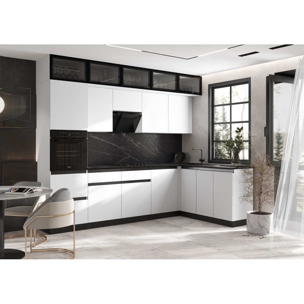 Кухня Техно-6 3,0х1,8м (Белый/Браш Вайт)