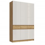 Шкаф трехстворчатый Роджина, Дуб крафт, Белый глянец