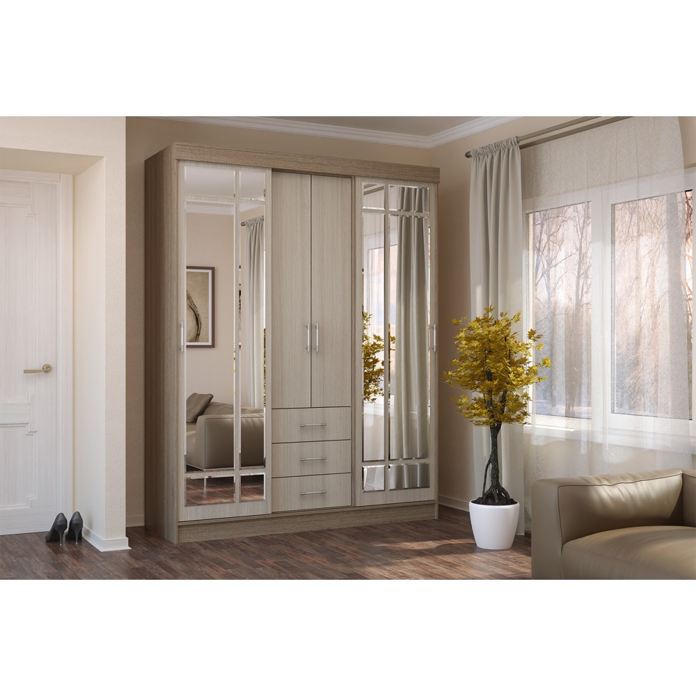 Шкаф-купе Маэстро, Ясень шимо светлый, Ясень шимо темный