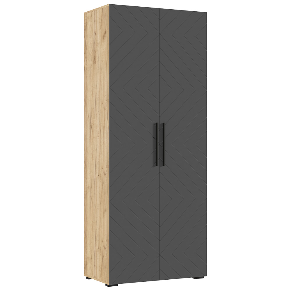 Шкаф двухстворчатый Флэш (900), Браш Графит, Дуб крафт