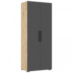 Шкаф двухстворчатый Флэш (900), Браш Графит, Дуб крафт
