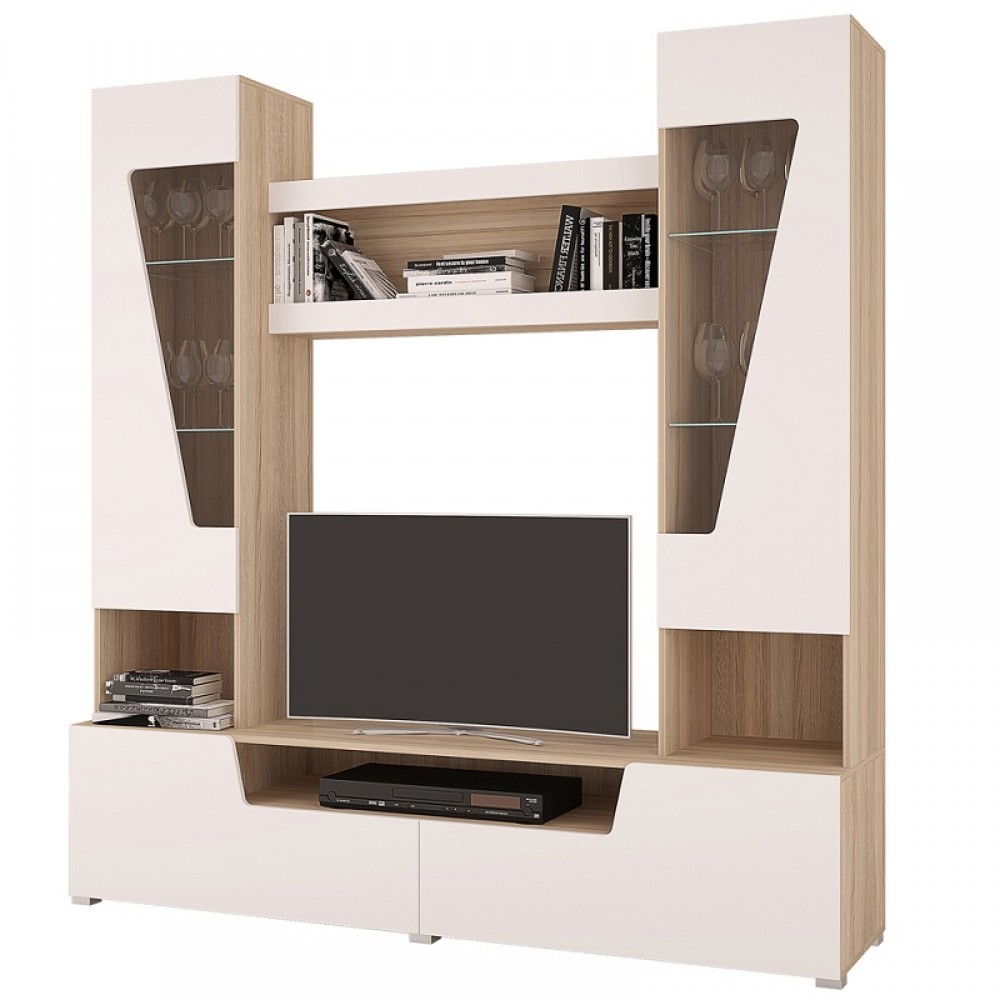 Стенка в гостиную Анталия 2. Сонома / белый