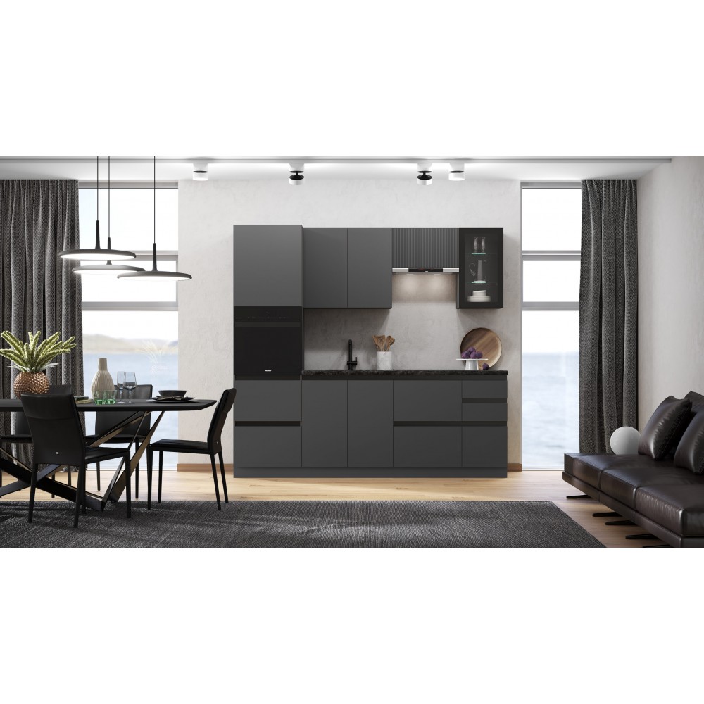 Кухня Техно-6 2,4м (Графит/Графит софт NEW)