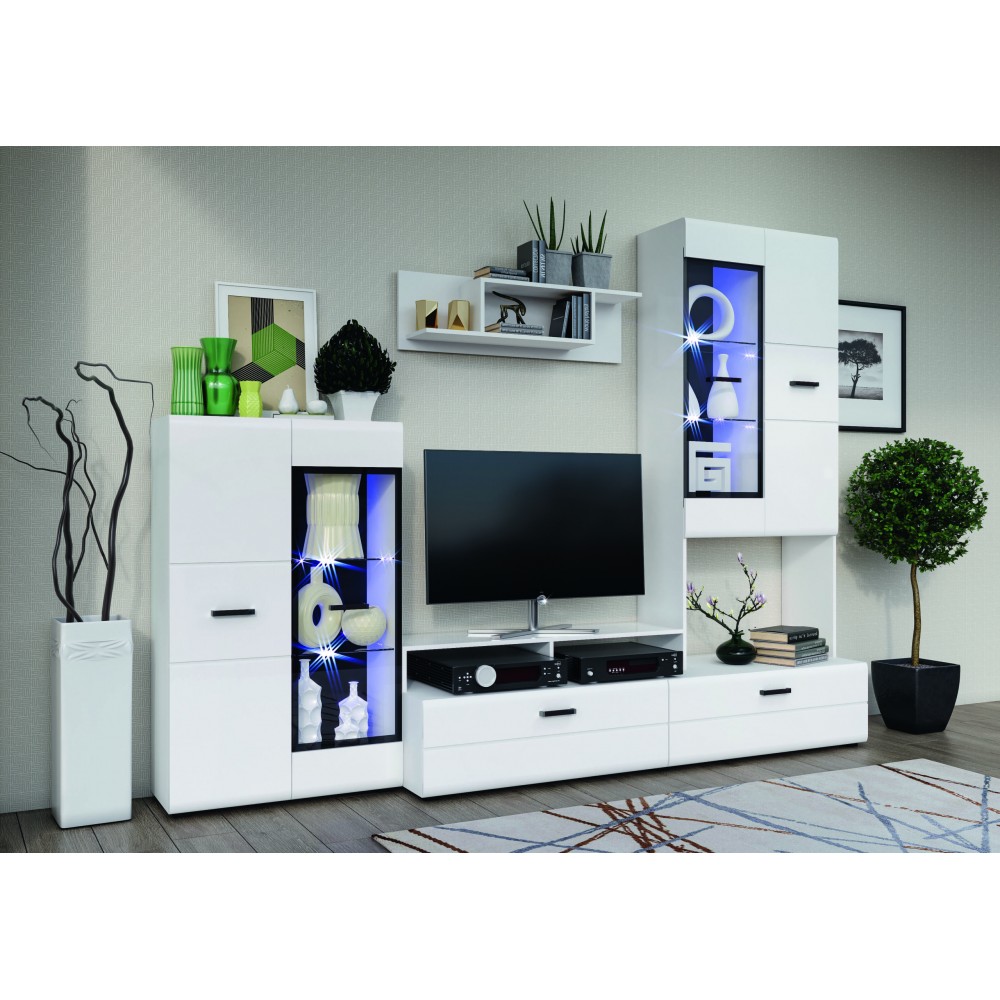 Гостиная Нэнси Вариант №3, Белый глянец холодный, Белый