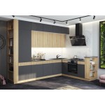 Кухня Техно-5 3,2*2,24м (Сонома/Графит софт NEW, Сонома (Кастилло темный)