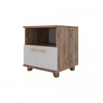 Ньёрд Тумба прикроватная 1я Дуб Самдал / Белый софт матовый