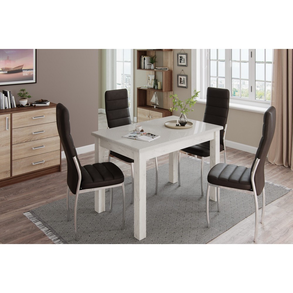 Стол обеденный Бостон-1 дуб крафт белый/белый гранит