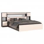 Кровать с надстройкой и тумбами Бася 1,6м, Дуб Крафт, Дуб беленый, Венге