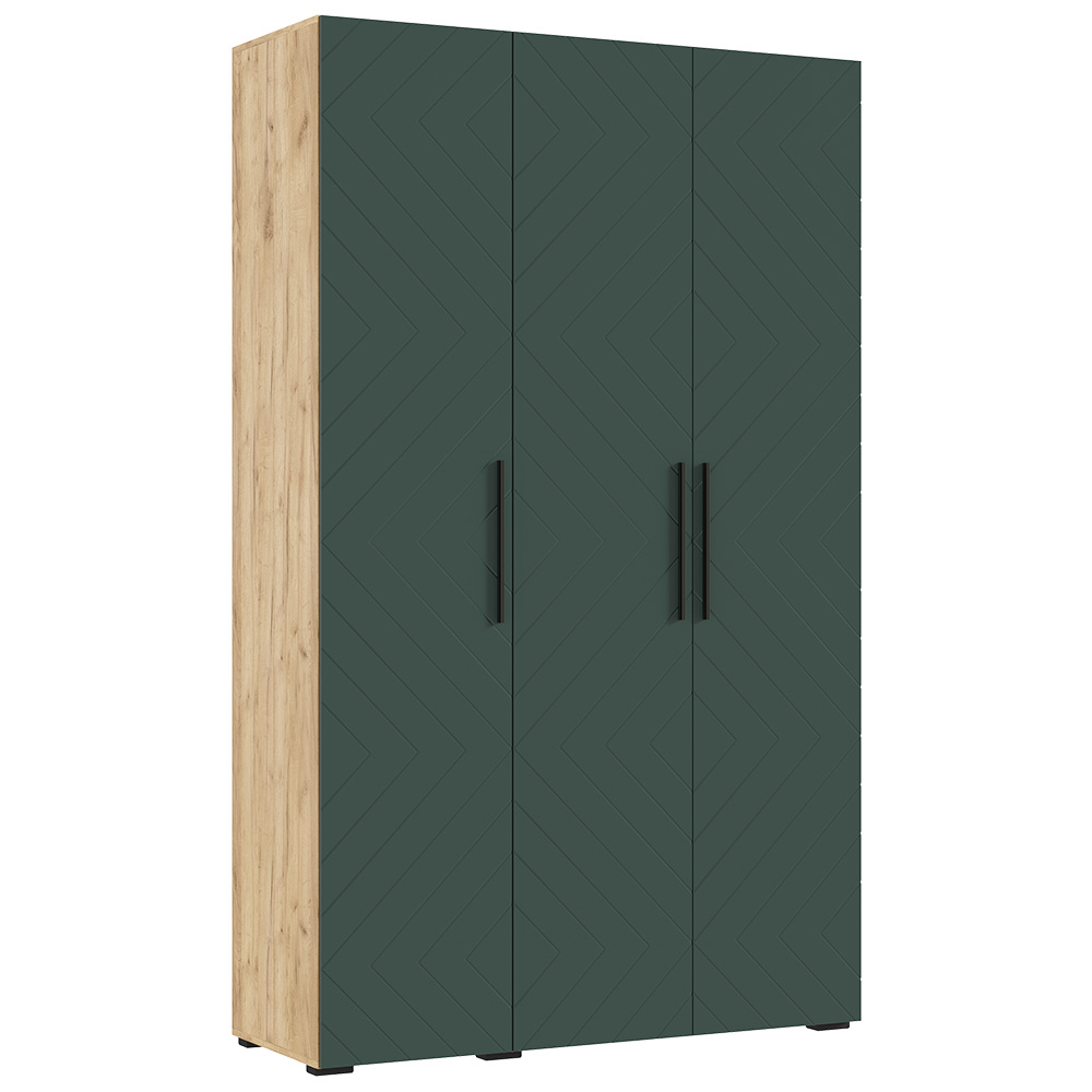 Шкаф трехстворчатый Флэш (1350), Браш Графит, Дуб крафт