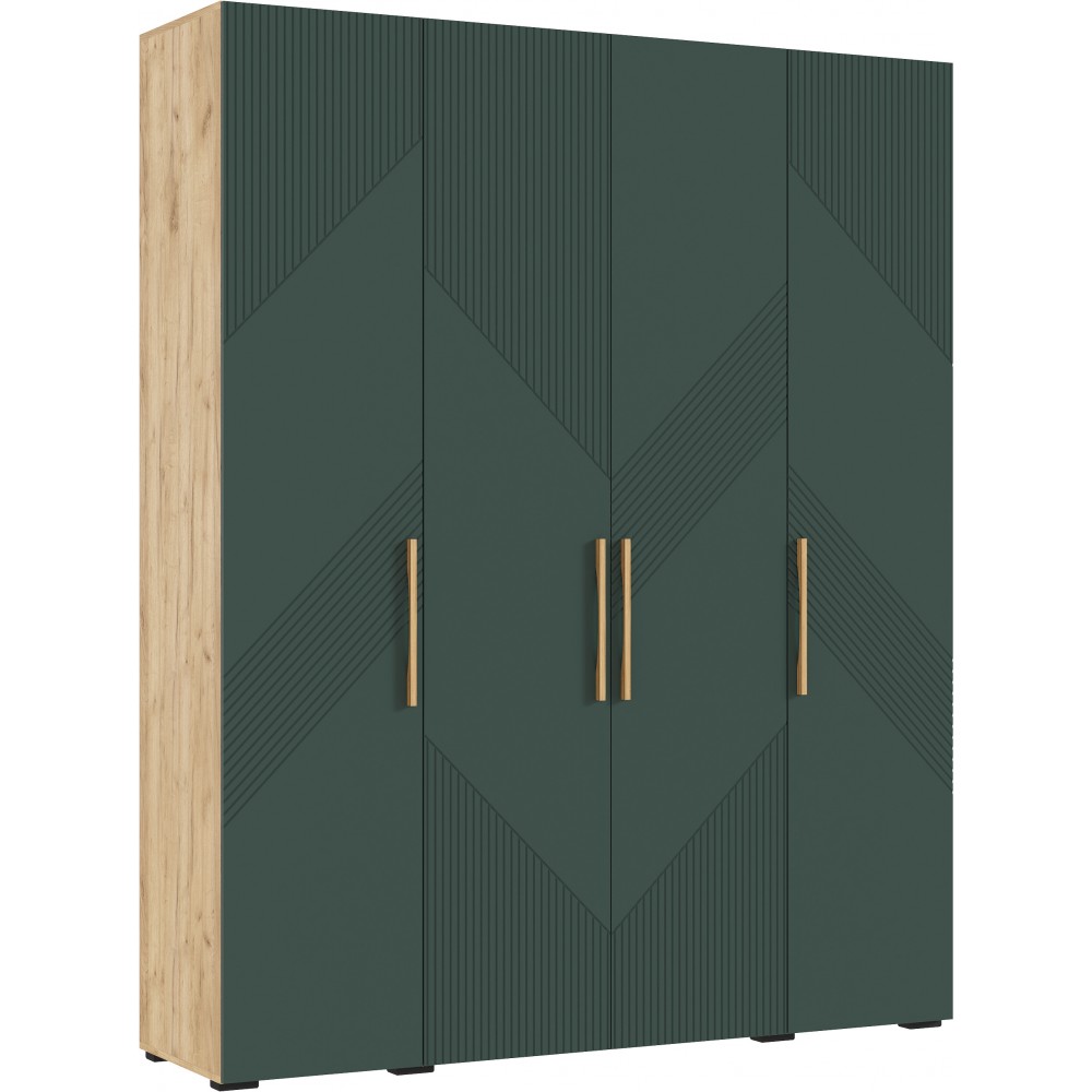 Шкаф четырехстворчатый Ирис, Браш Мени Грин, Дуб Крафт
