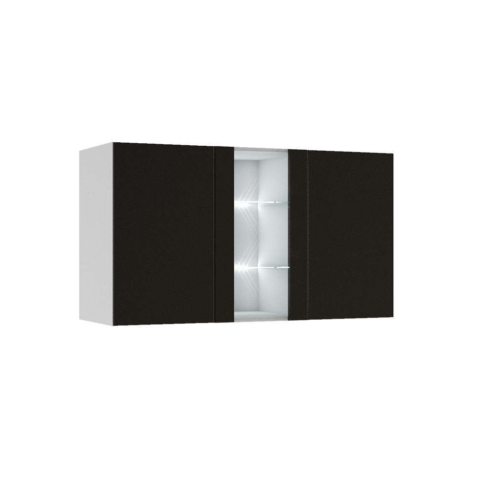 Тумба подвесная Флорис ТБ-002, Черный глянец, Белый