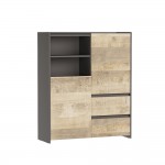 Стеллаж 2 Денвер, Графит, Дуб гранж песочный