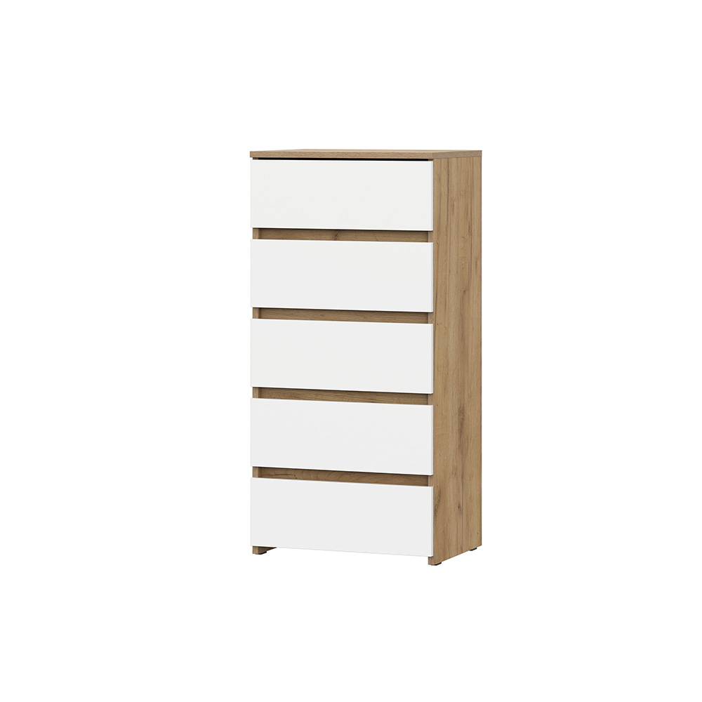 Комод Некст 1 (5 ящиков), Дуб Золотой, Белый