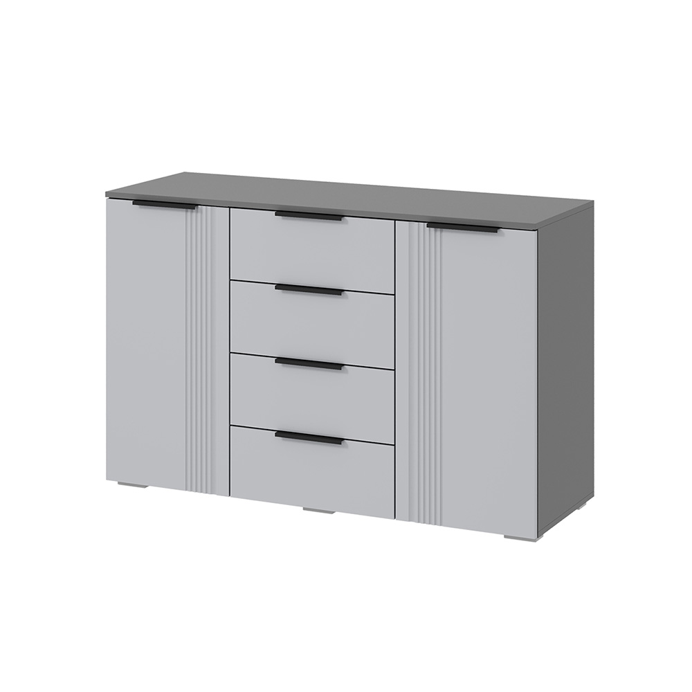 Комод Альмерия КМ-1300, Серый графит, Бархат серый