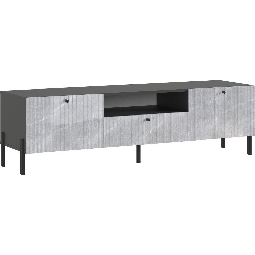 Тумба ТВ Оливия (малая) (металл), Графит, Мрамор Глянец