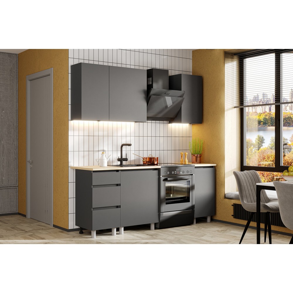 Модульная кухня Денвер 1,4 м, Графит