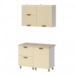 МК Аленушка 1,2м с ящ.в 2 Орхидея Крем,скоба черный,сонома