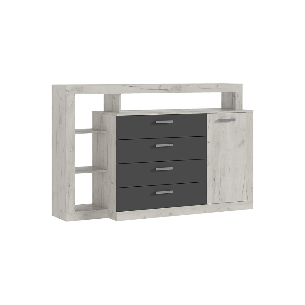 Комод Ангара, Графит, Дуб крафт Белый