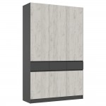 Шкаф трехстворчатый Роджина, Графит, Дуб крафт