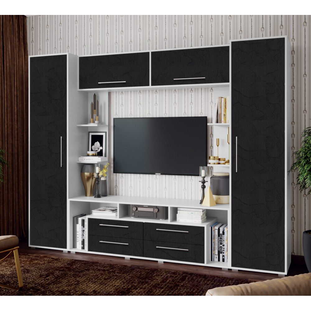 Гостиная Гармония, Пластер блэк, Белый