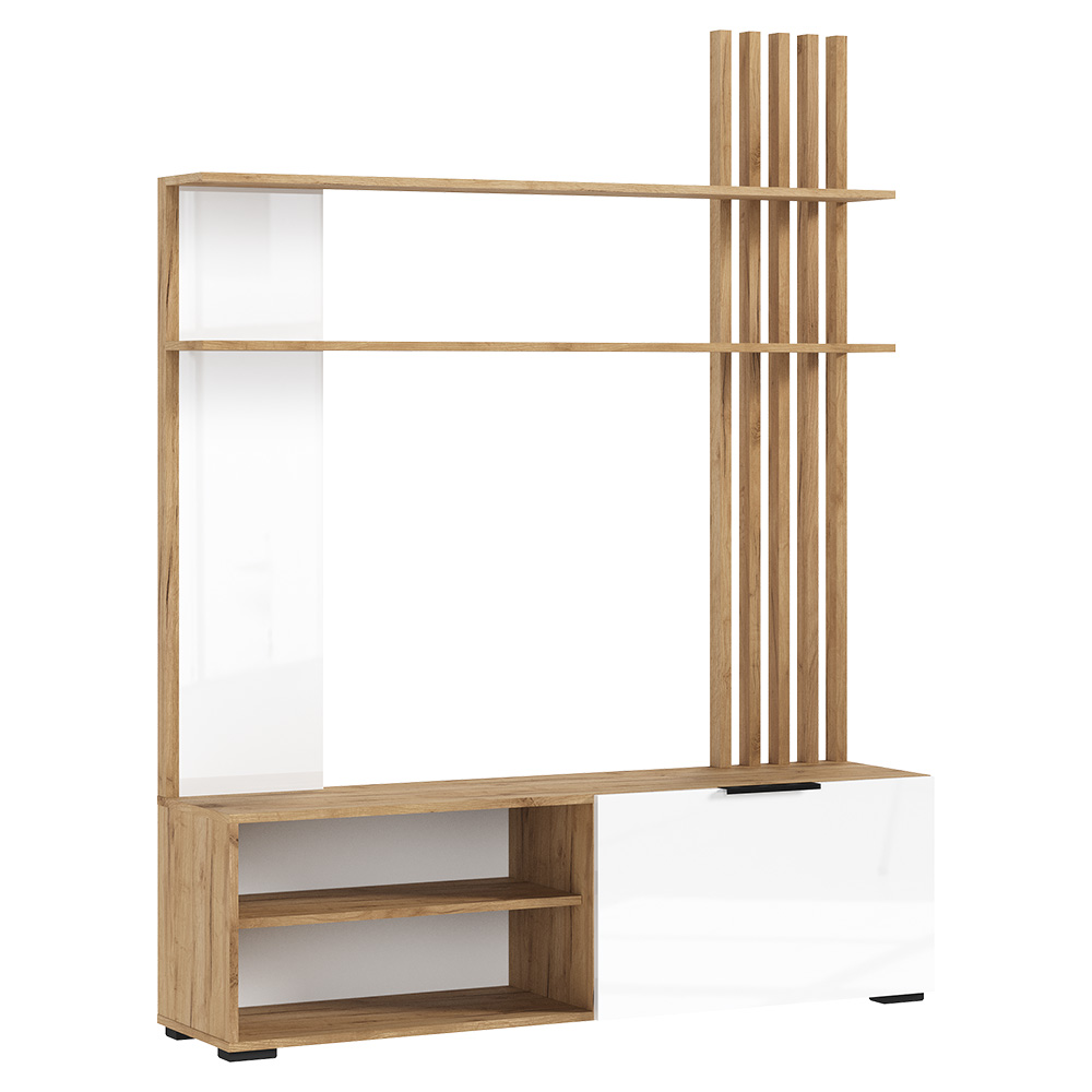 Гостиная Роджина, Белый глянец, Дуб крафт